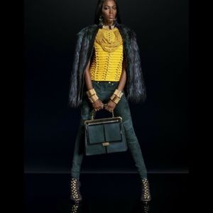 BALMAIN x H&M EMERALD GRN SUEDE LEATHER BIKER PANT